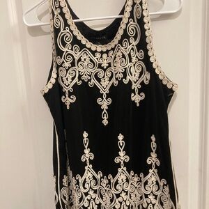 Elegant Black and Cream Women's Embroidered Blouse